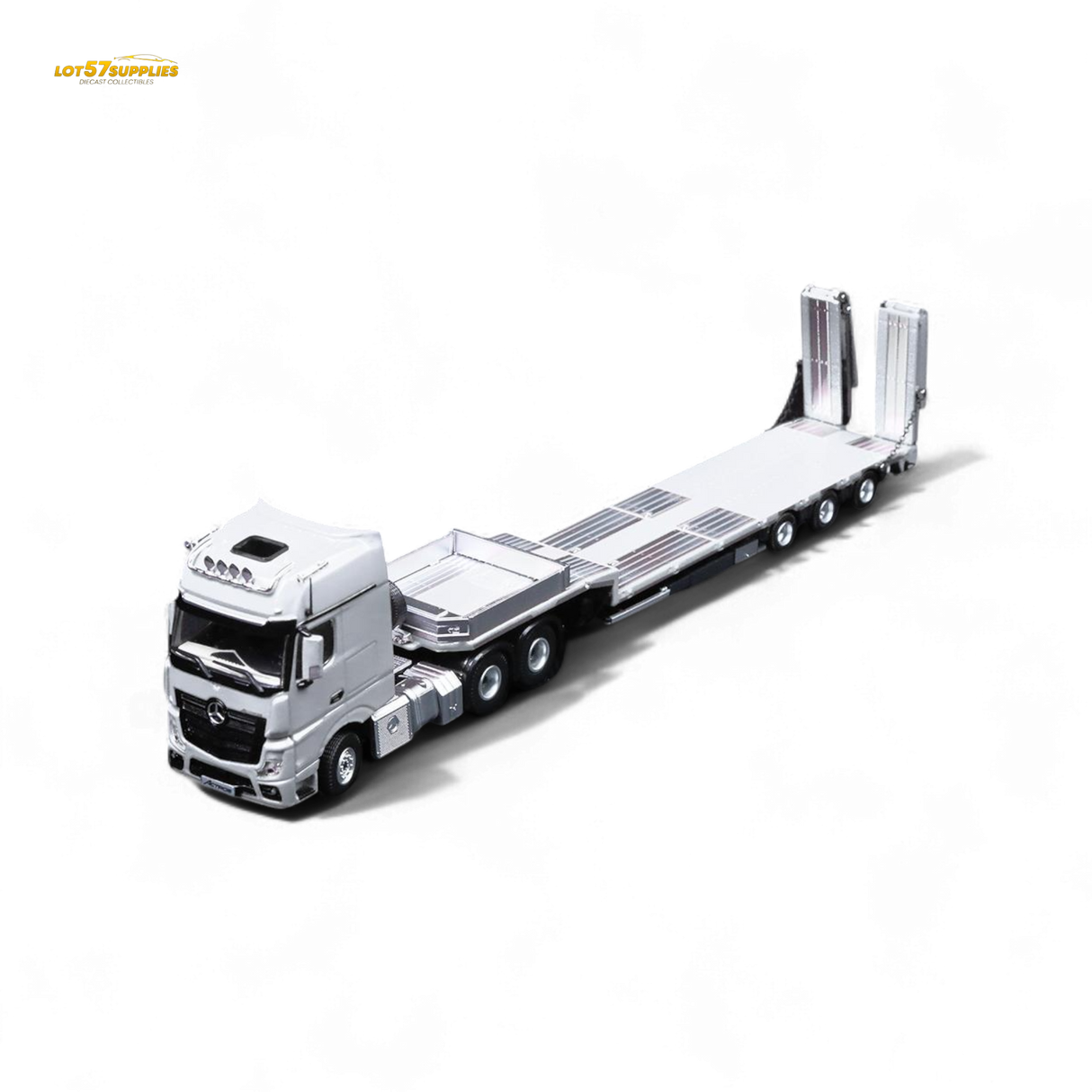 TimeMicro & Perka BENZ FLATBED TRANSPORT VEHICLE - White 1:64