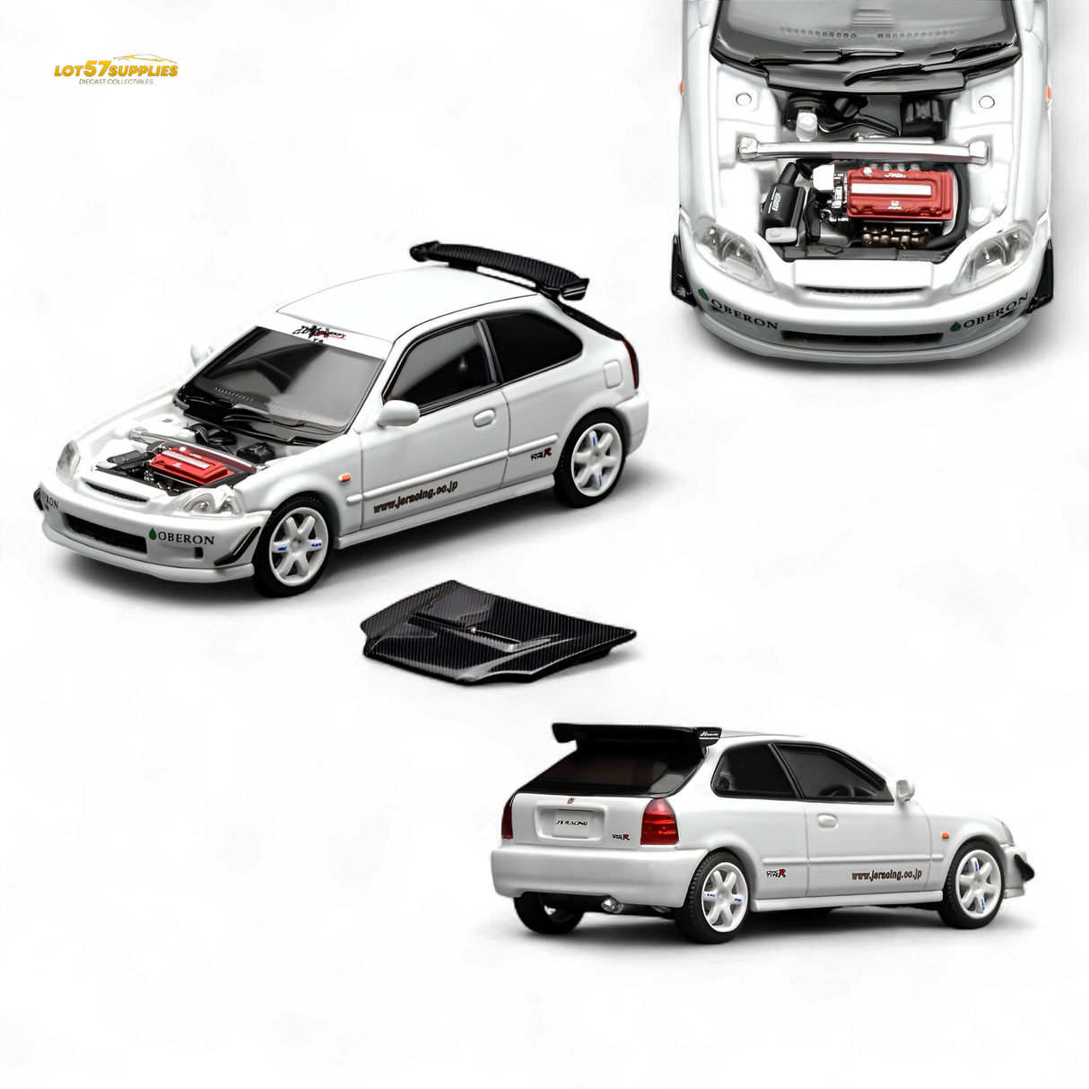 Motorhelix Honda Civic Type R EK9 J's Racing Livery White 1:64