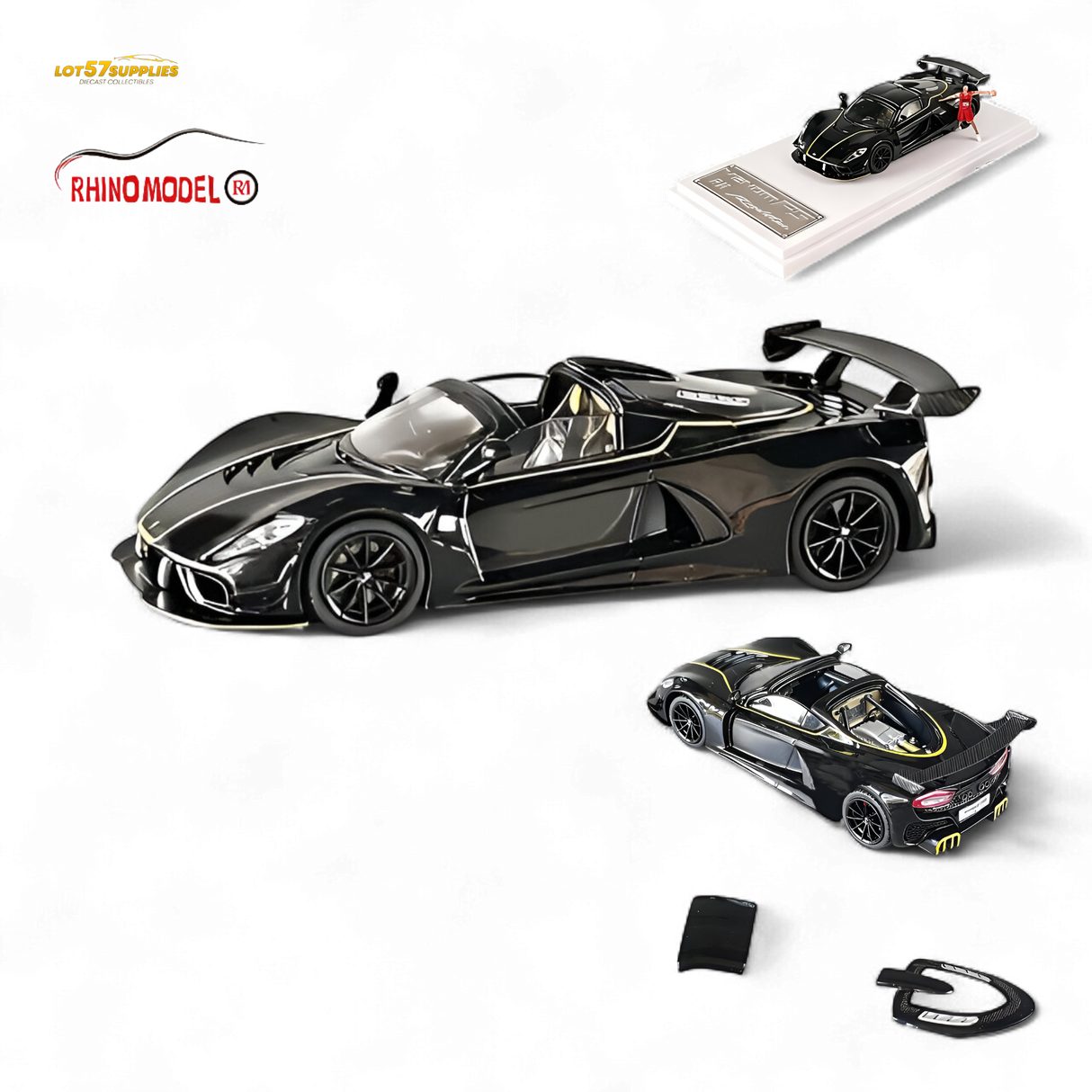 Rhino Model RM Hennessey Venom F5 Black 1:64