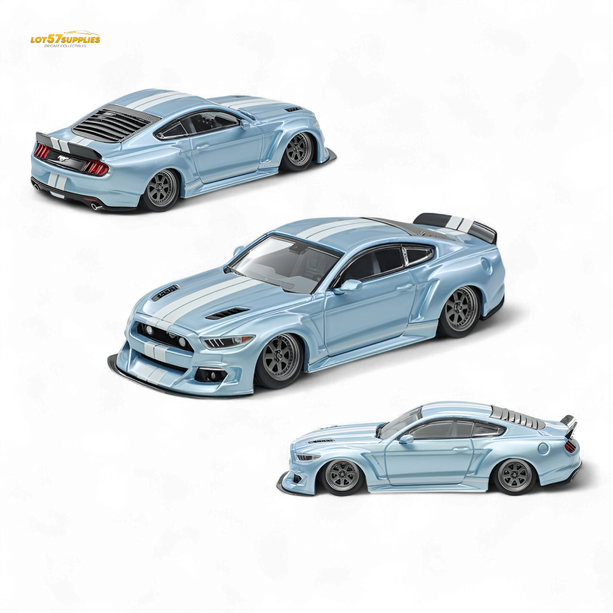 Liberty 64 Mustang Widebody Kit Ice Blue 1:64