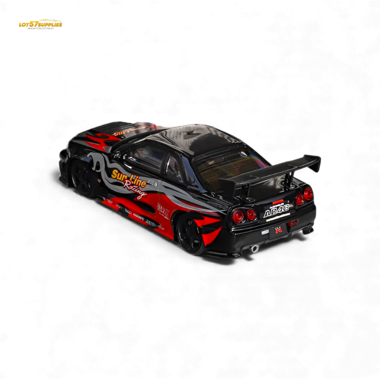Fuji Skyline R34 GT-R Nismo Z-Tune Black Red Flame 1:64
