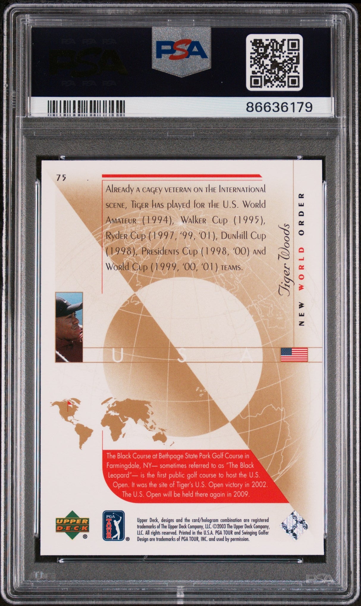2003 UPPER DECK GOLF TIGER WOODS #75 - PSA 9