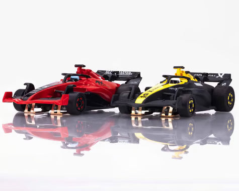 AFX AFX22106 Two Pack Formula One HO Scale Slot Car Set (Red/Yellow) (2) (LWB) (Mega G+)