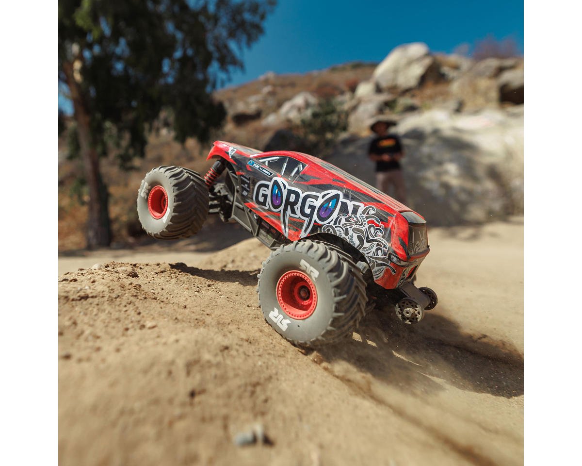 Arrma ARA2130T2 Gorgon Grom 4x4 1/16 RTR Brushed Monster Truck (Red) w/SLT2 2.4GHz Radio, Battery & Charger