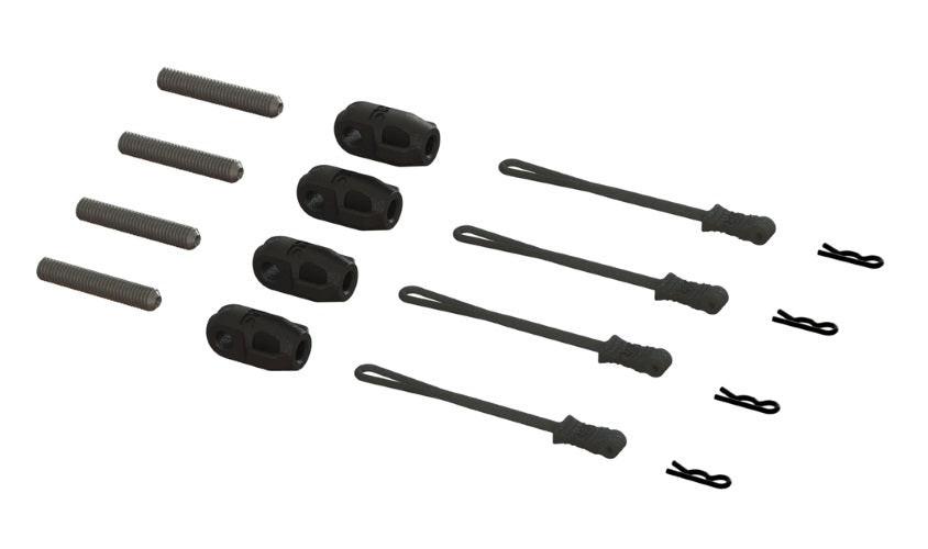 Arrma ARA320477 Brace Rod Ends with Pins And Retainer Kraton 4X4 8S Outcast 8S