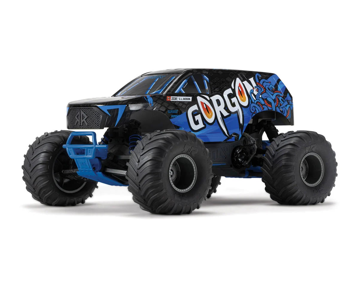 Arrma ARA3230T1 Gorgon 4X2 MEGA 550 Cepillado 1/10 Monster Truck RTR (Azul) con radio SLT2 2.4GHz