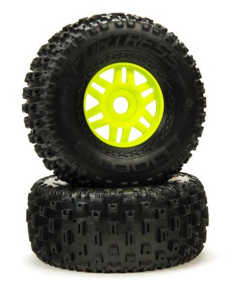 Arrma ARA550068 dBoots 'Fortress' Glued Tire Set Green (Front/Rear) 1/7 Mojave