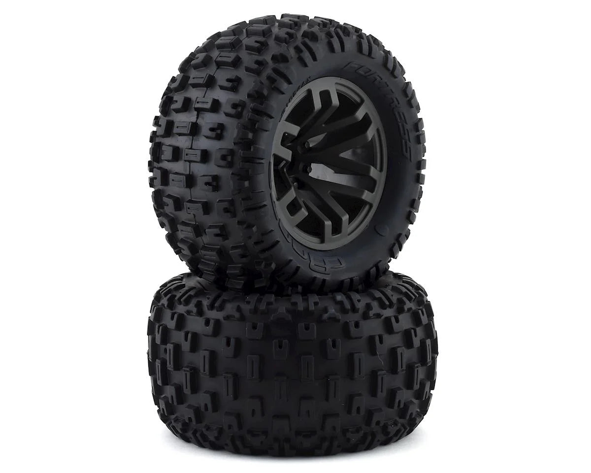 Arrma ARA550086 BLX 4x4 Dboots 'Fortress MT' 1/8 Pre-mounted Tire Set (Gun Metal) (2)