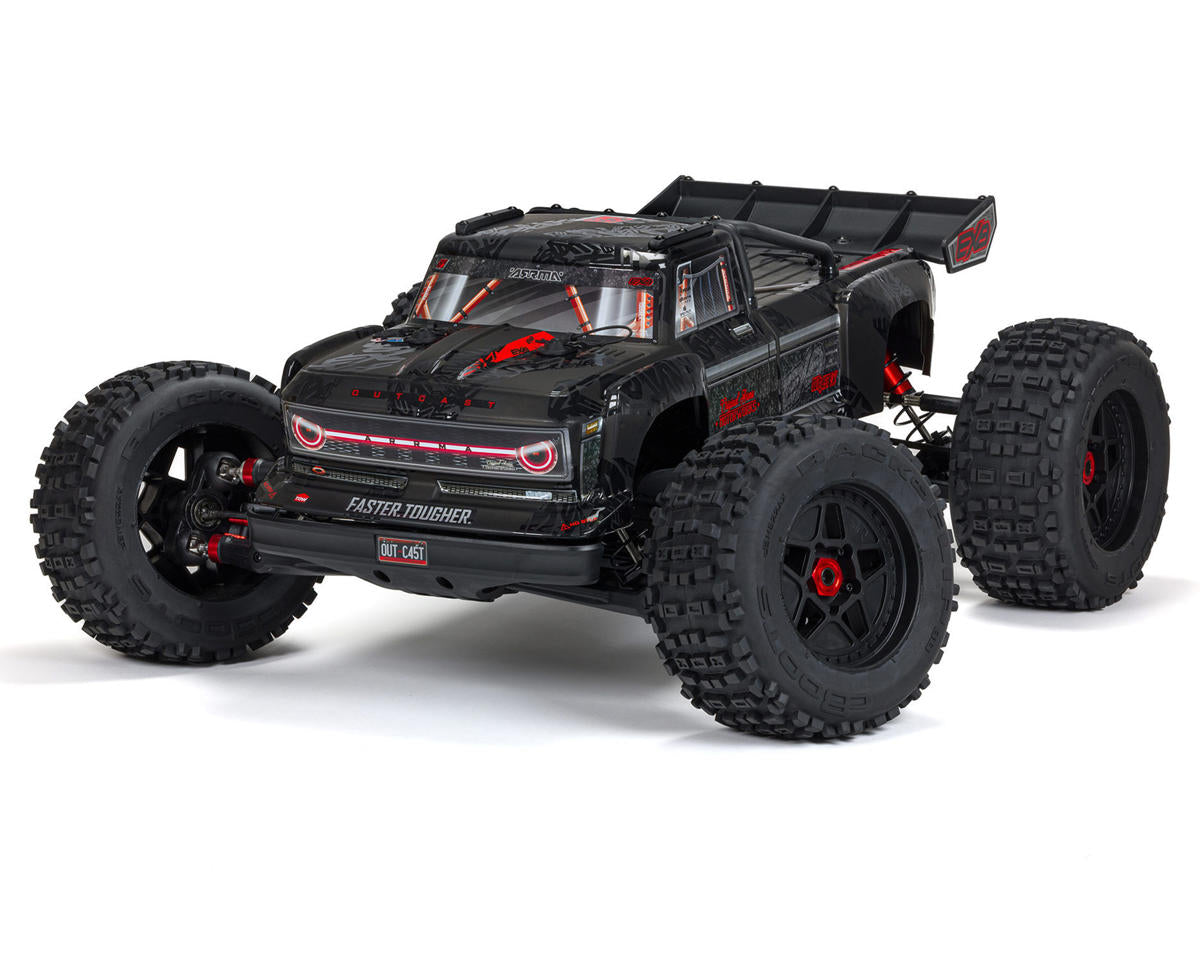 Arrma ARA5810V2T1 Outcast 8S BLX EXB Brushless RTR 1/5 4WD Stunt Truck (Negro) con radio DX3, Smart ESC y AVC