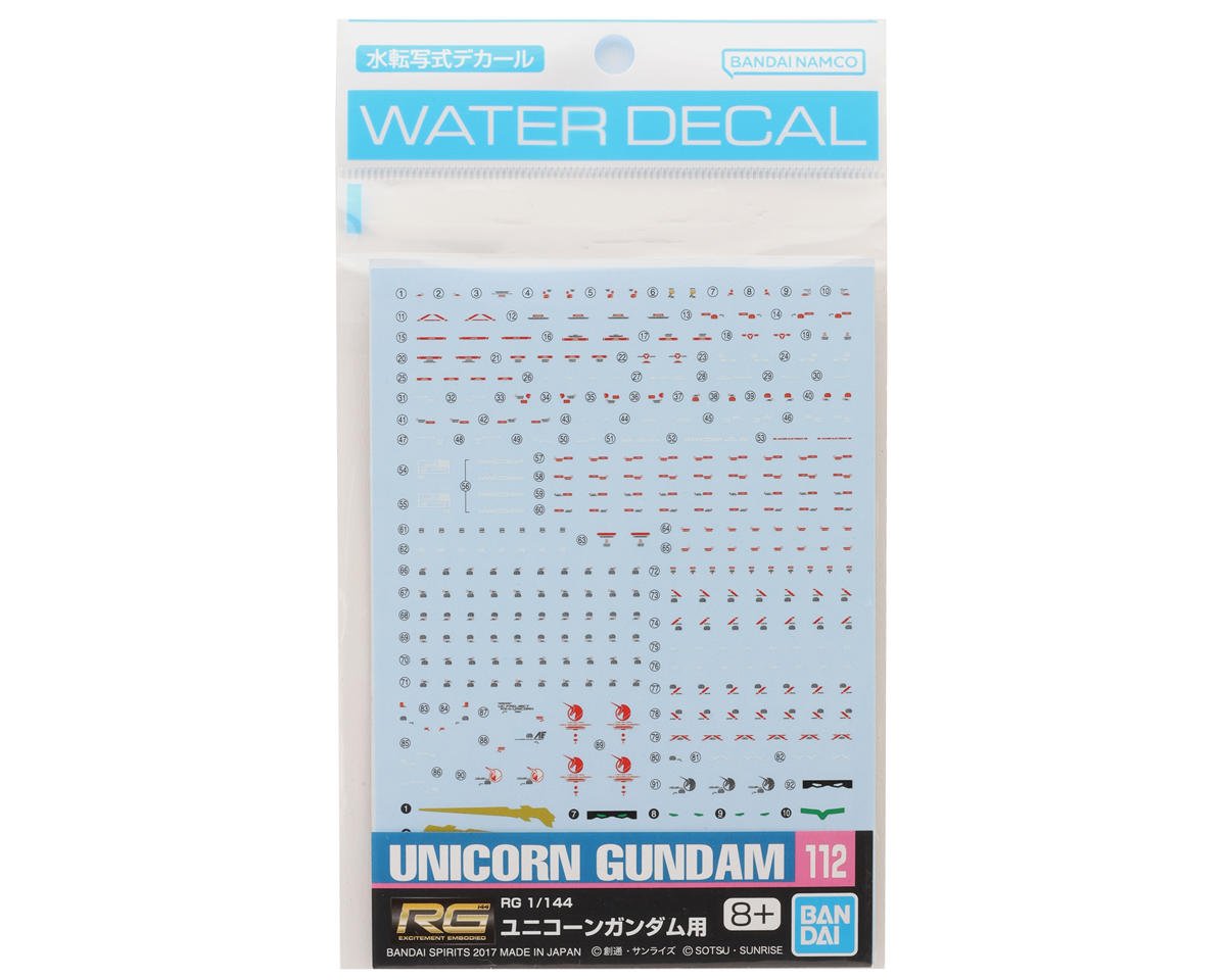Bandai BAS2407623 RG GD-112 1/144 Unicorn Gundam "Gundam UC" Waterslide Decals