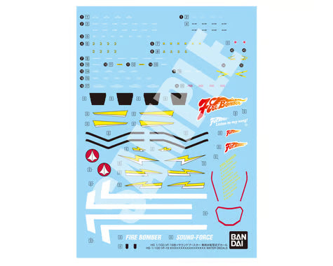 Bandai BAS2741377 VF-19 Custom Fire Valkyrie w/ Sound Booster "Macross 7" Waterslide Decals