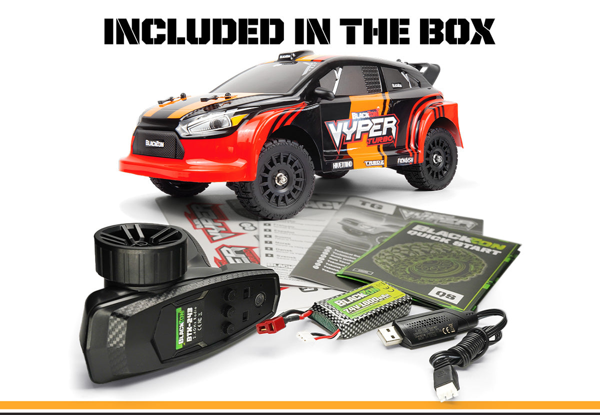 BlackZon BZN540283 Vyper RX Turbo 1/16 4WD 2S Brushless Rally Car - Red/Orange