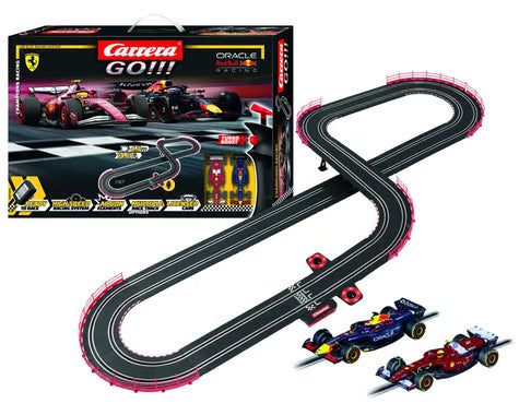 Carrera GO!!! Champion's Racing 1/43 Slot Car Racing Track Set w/Oracle Red Bull Racing RB21 & Ferrari SF-25 Formula 1 Cars