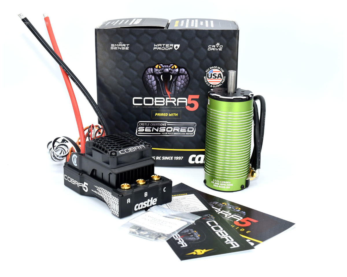 Castle Creations 010-0179-03 Cobra 5 8S 1/5 Sensored Brushless ESC/Motor Combo (1260Kv) w/1721 Motor