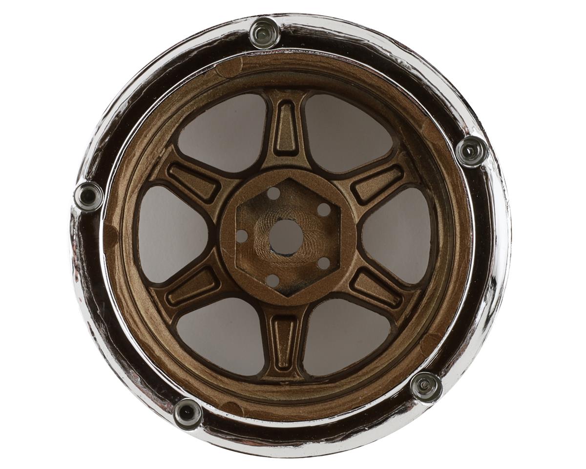 DS RACING DSC-DE-222 Drift Element 6 Spoke Drift Wheels (Bronze & Chrome w/Gold Rivets) (2) (Adjustable Offset) w/12mm Hex