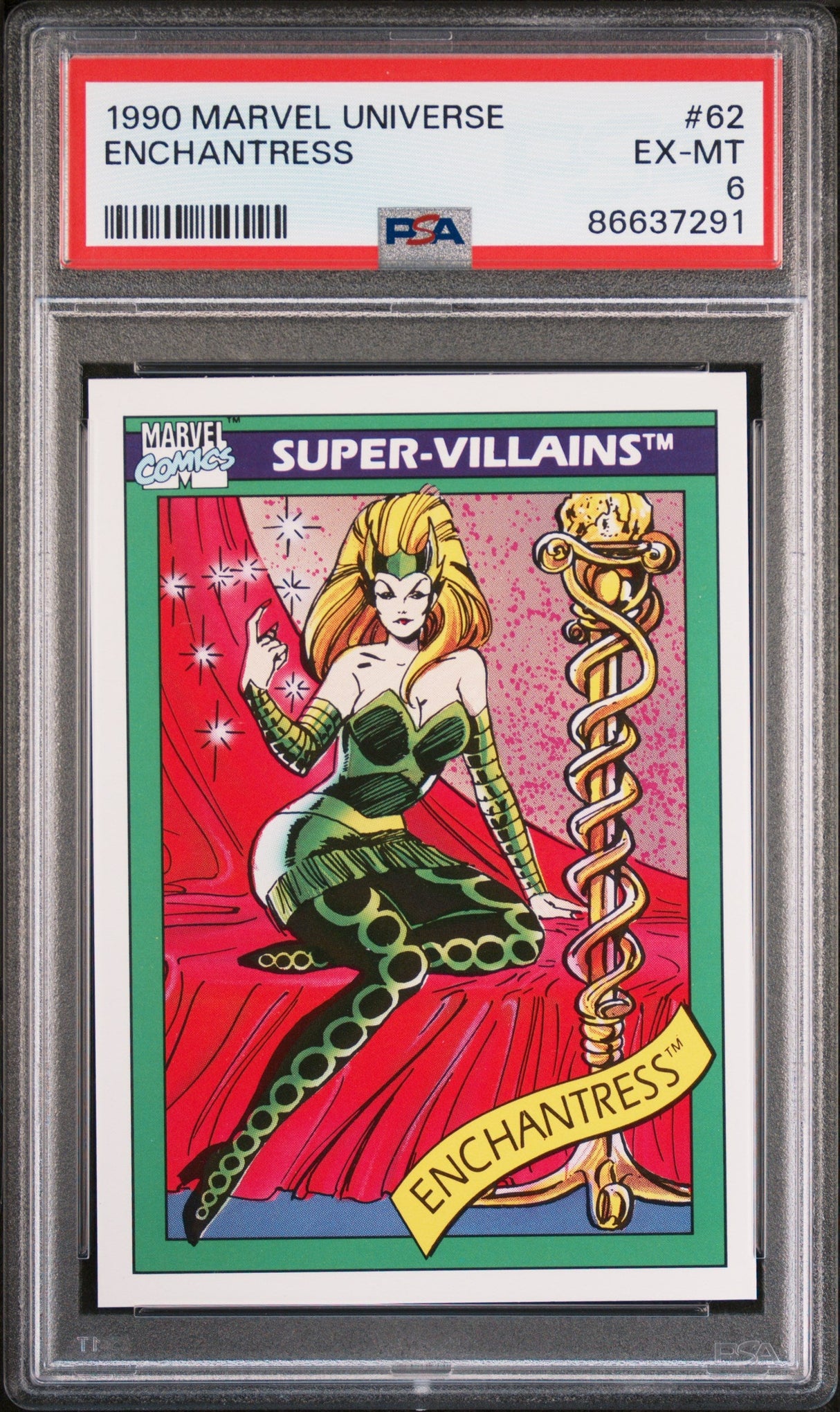 1990 MARVEL UNIVERSE ENCHANTRESS #62 - PSA 6