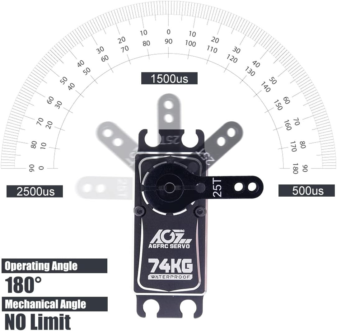 AGFRC Metal-Gear Servomotor resistente al agua de alto par - 74 KG