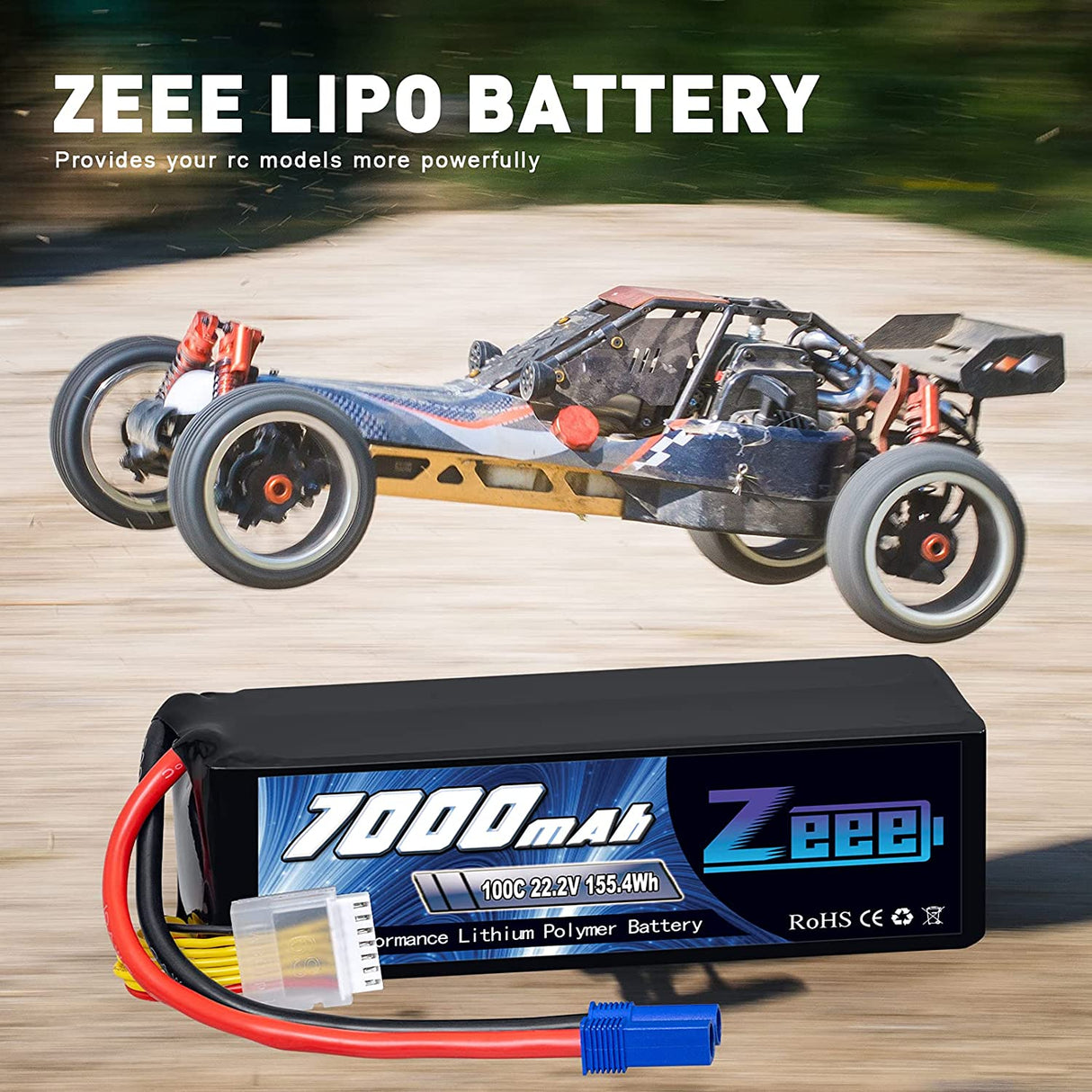 Zeee 6S 7000 mAh 22,2 V 100C avec connecteur EC5 Coque souple