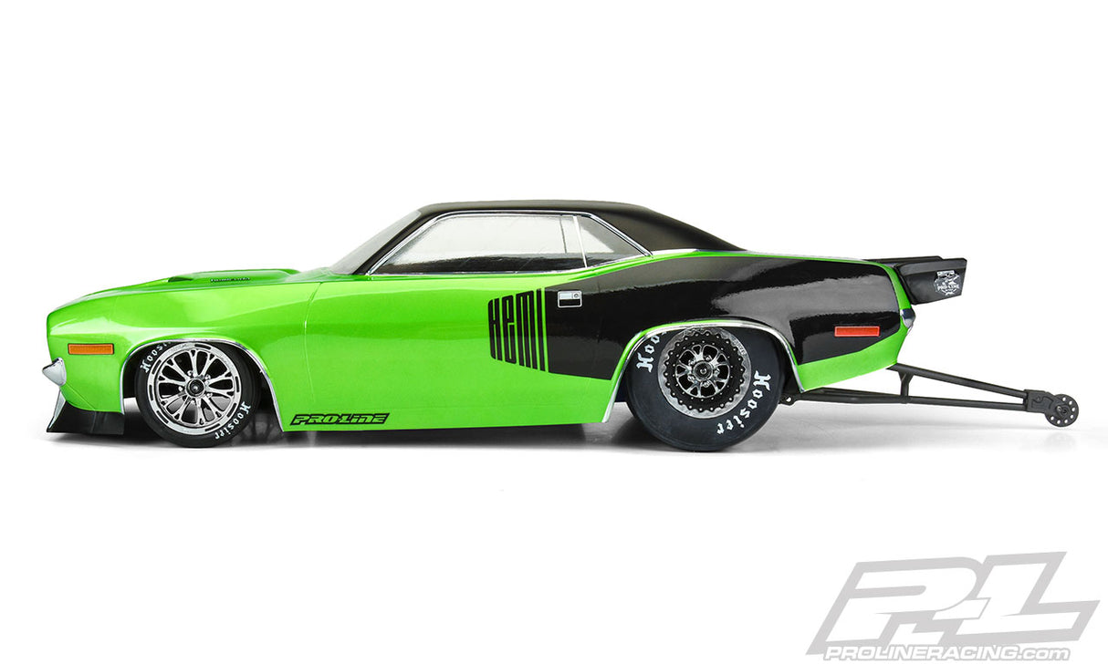 Proline 3550-00 1972 Plymouth Barracuda Clear Body Slash 2wd Drag Car y AE DR10