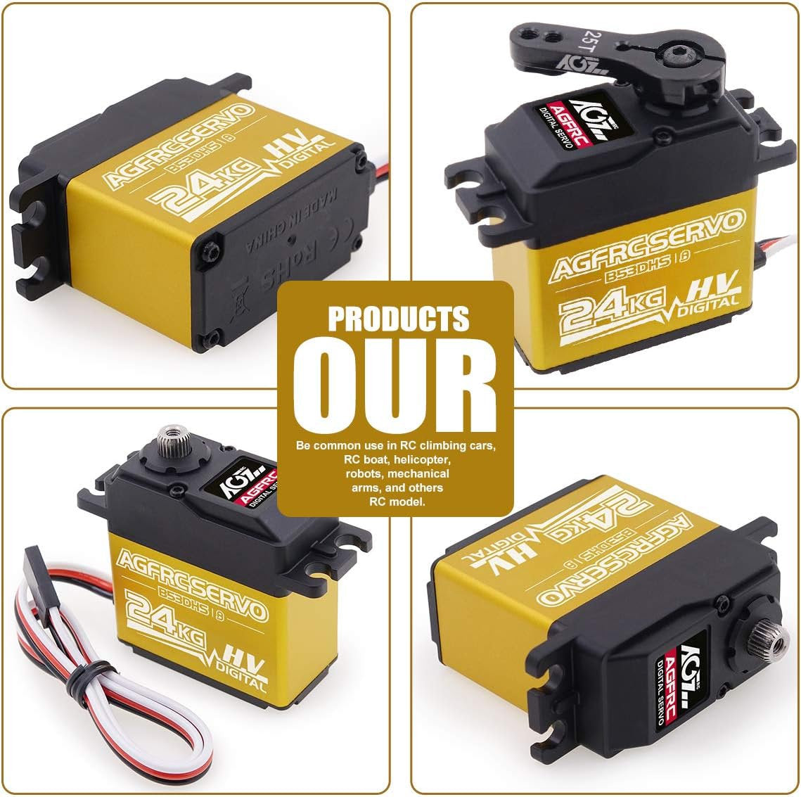 AGFRC – servomoteur numérique à couple élevé, 24KG, Programmable, engrenage métallique, direction