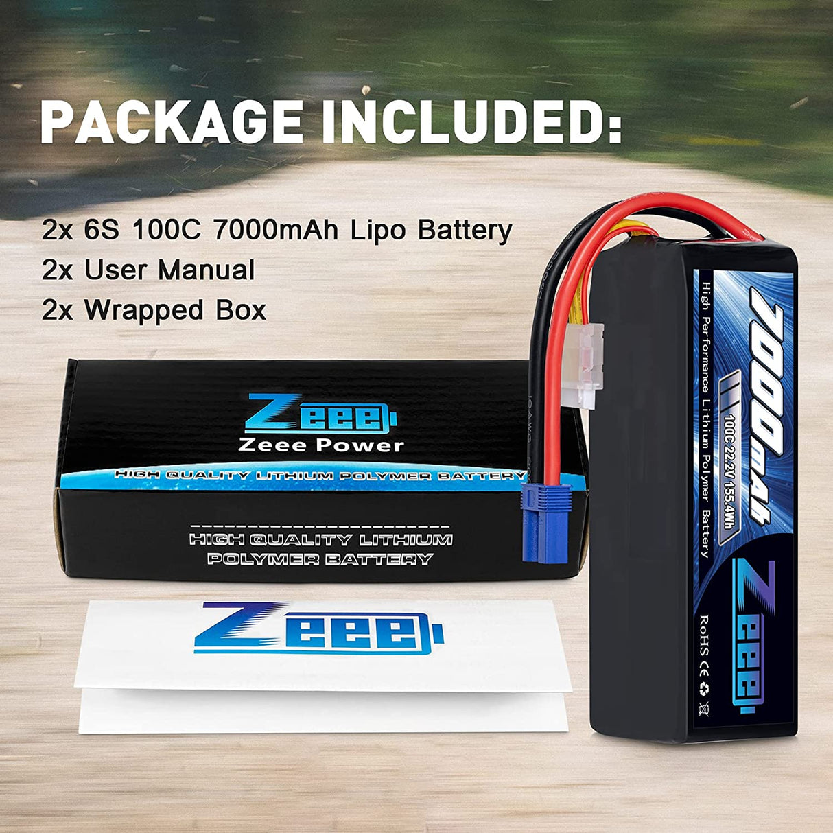 Zeee 6S 7000 mAh 22,2 V 100C avec connecteur EC5 Coque souple