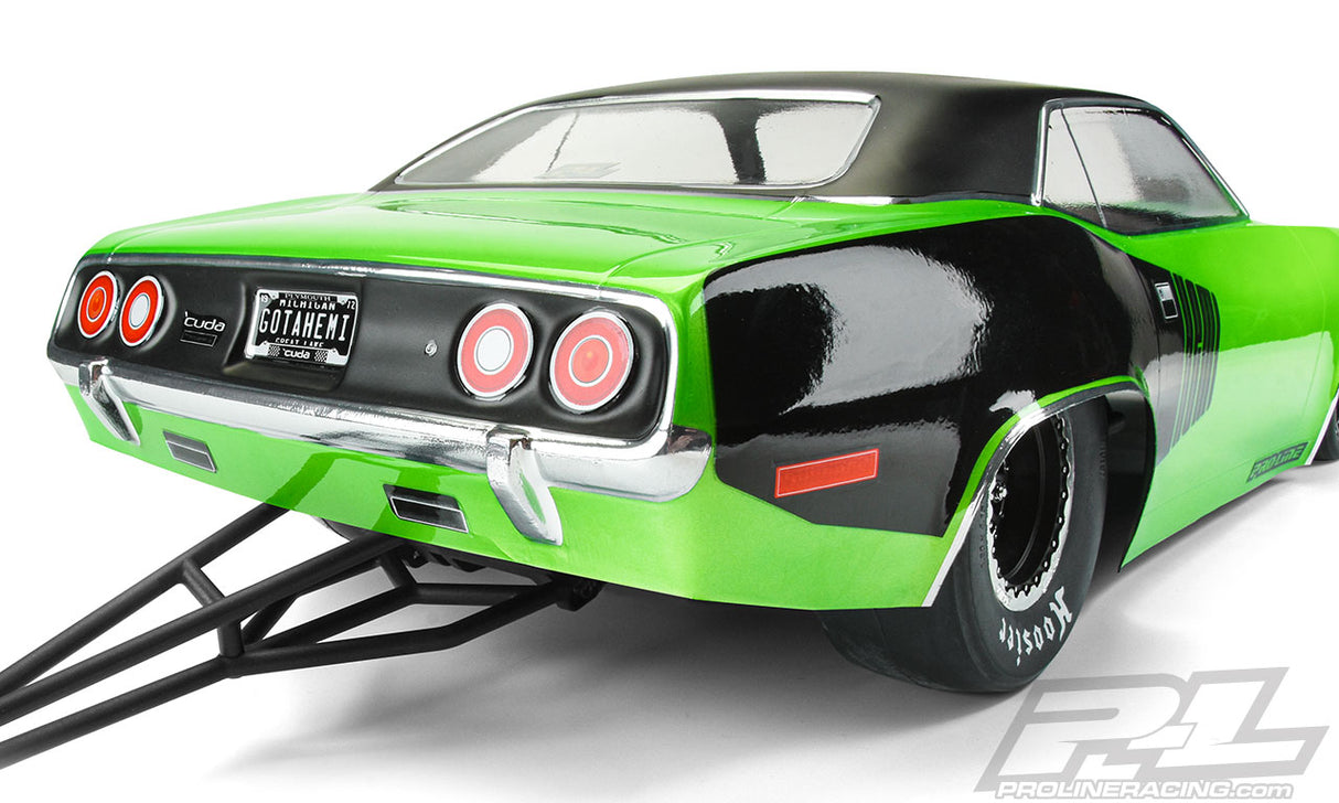 Proline 3550-00 1972 Plymouth Barracuda Clear Body Slash 2wd Drag Car y AE DR10