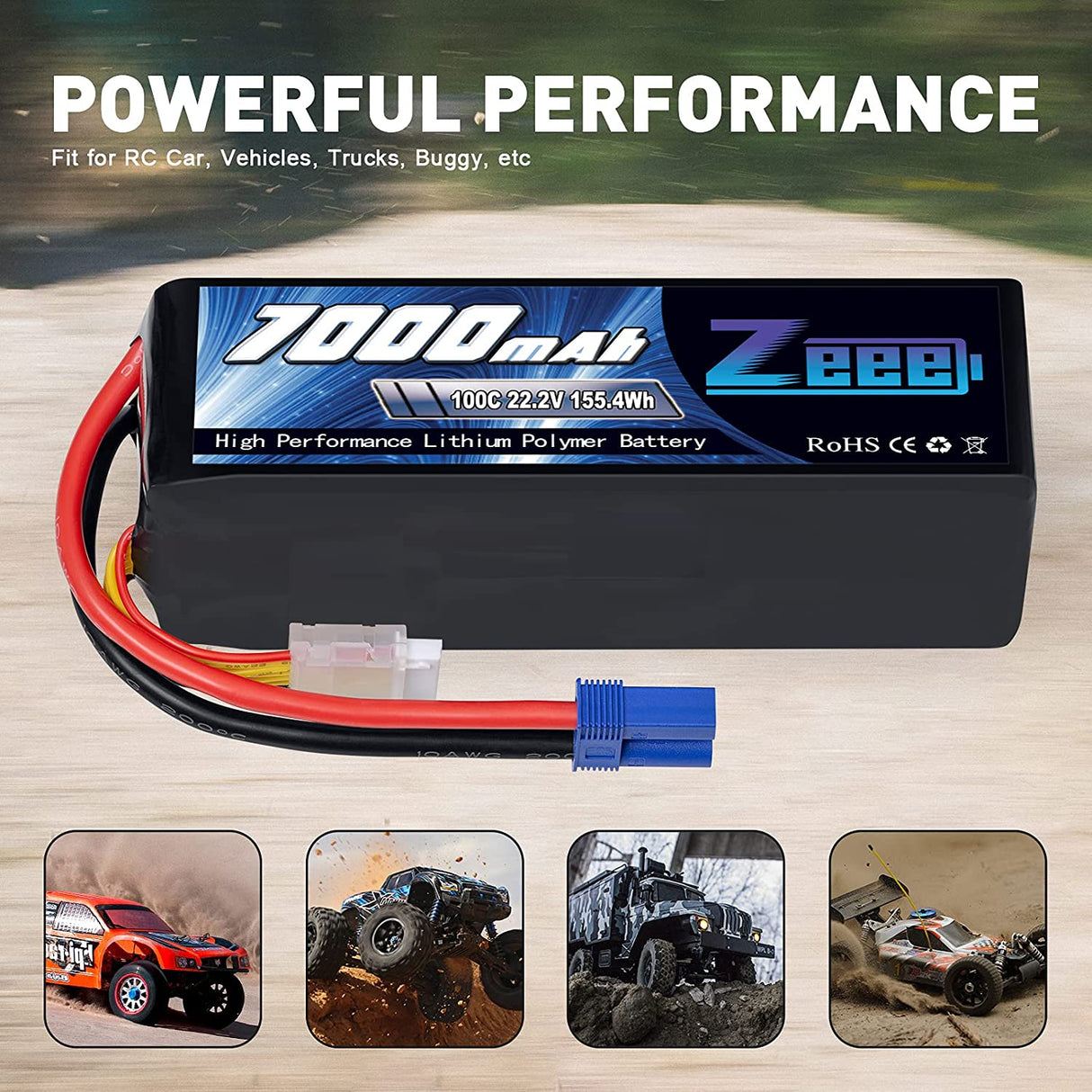 Zeee 6S 7000 mAh 22,2 V 100C avec connecteur EC5 Coque souple