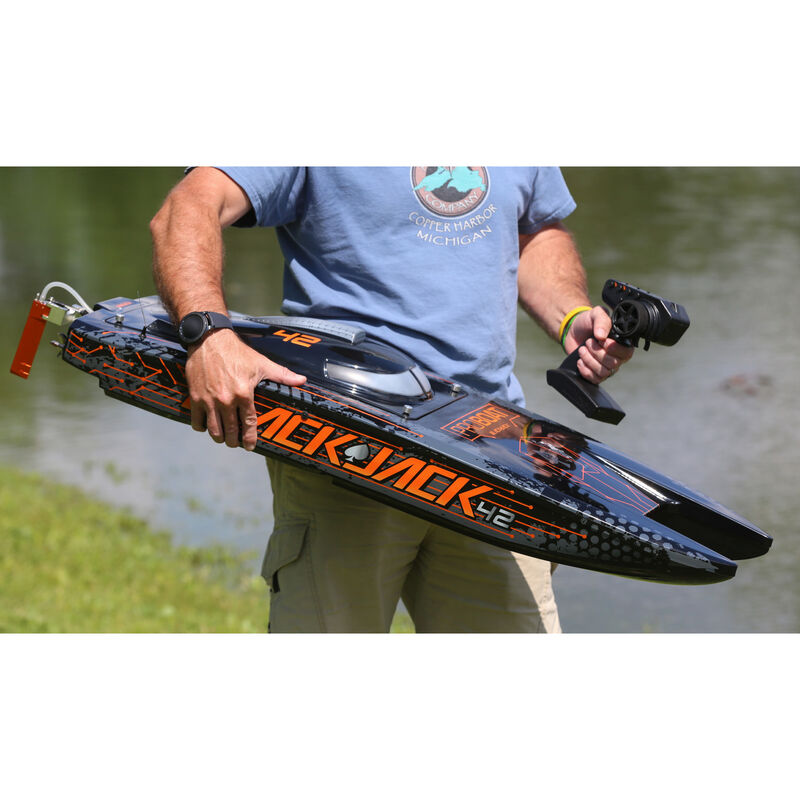 PROBOAT PRB08043T1 Black jack 42" 8S Brushless Catamaran RTR: Black/Orange
