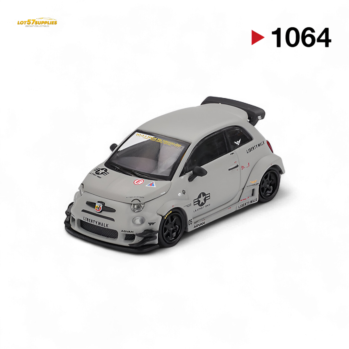 Modèle Réduit Mini GT Abarth 595 LB-WORKS - Échelle 1:64, Couleur Grise, Boîte Non Ouverte, Collection