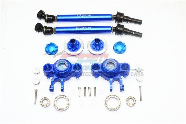 GPM ALUMINUM CVD F/R KNUCKLE ARMS WHEEL HEX CLAW WHEEL LOCK TRAXXAS REVO BLUE