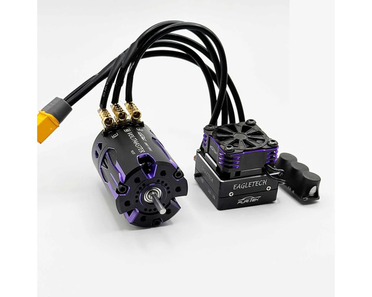 Furitek FUR-2675 VoltEagle 1/10 Drift Combo – Midnight Edition (Plug & Play Brushless Sensored System for Traxxas 4-Tec Drift)