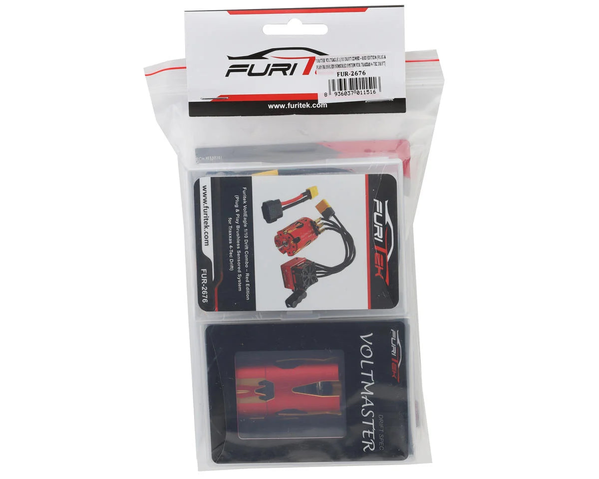 Furitek FUR-2676 VoltEagle 1/10 Drift Combo – RED Edition (Plug & Play Brushless Sensored System for Traxxas 4-Tec Drift)