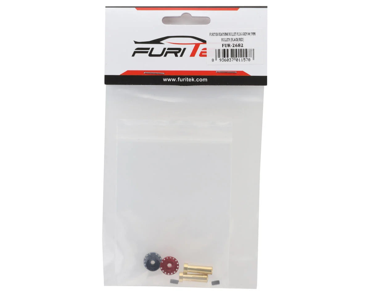 Furitek FUR-2682 Heatsink Bullet Plug Grips w/5mm Bullets (Black/Red)