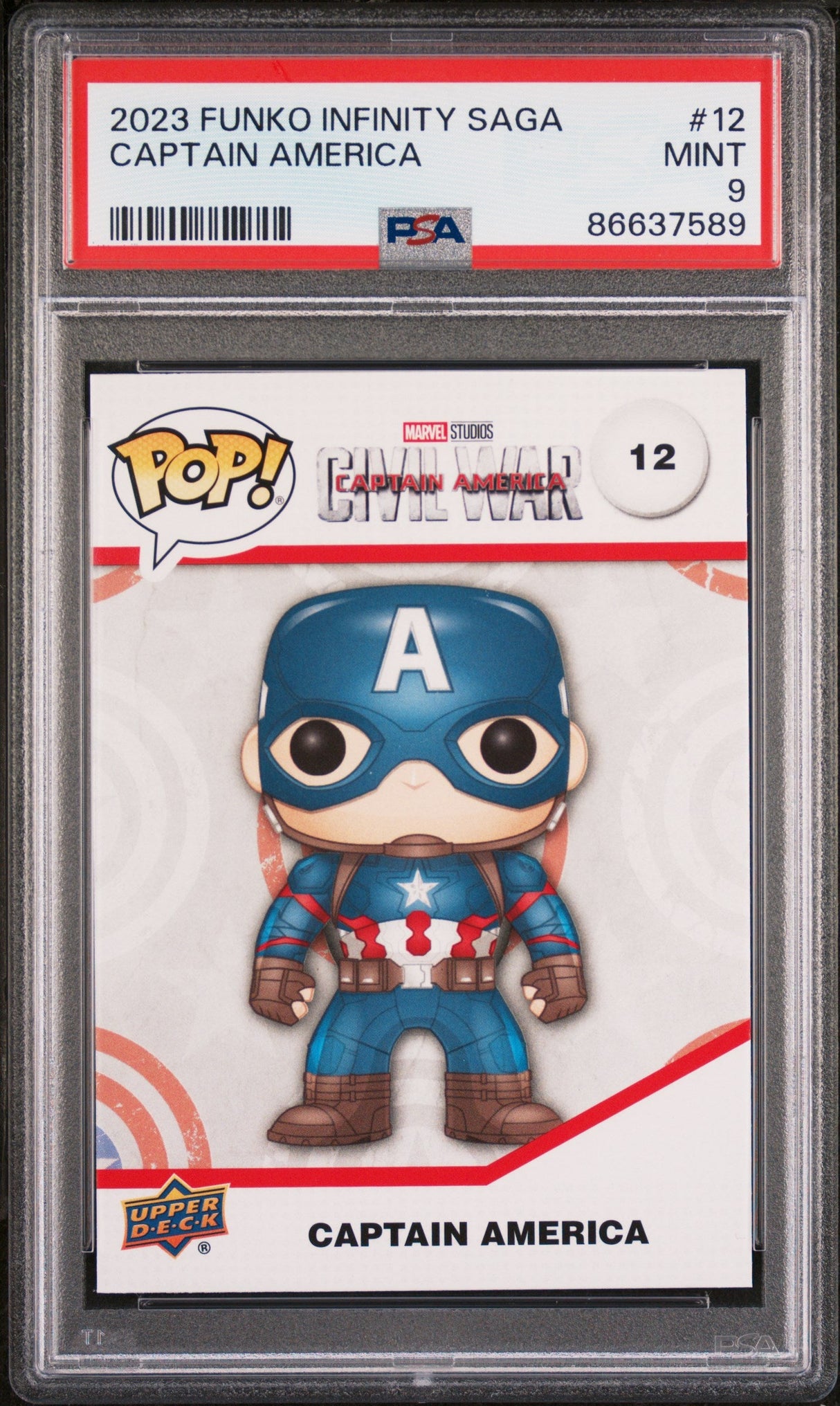2023 UPPER DECK FUNKO POP MARVEL CAPTAIN AMERICA #12 PSA 9