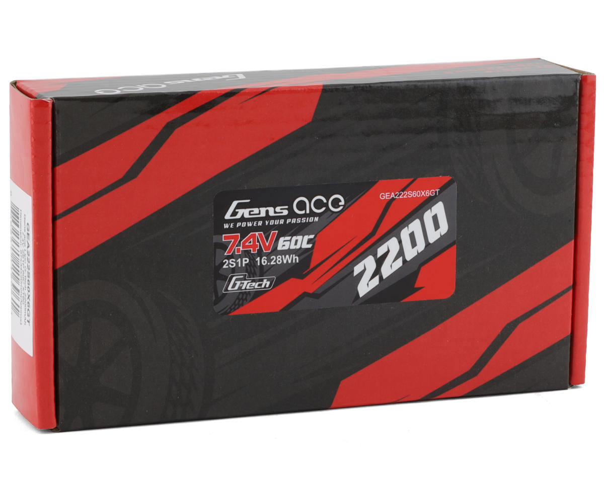 Batería LiPo inteligente Gens Ace GEA222S60X6GT 2S G-Tech 60C (7,4 V/2200 mAh) con conector XT-60