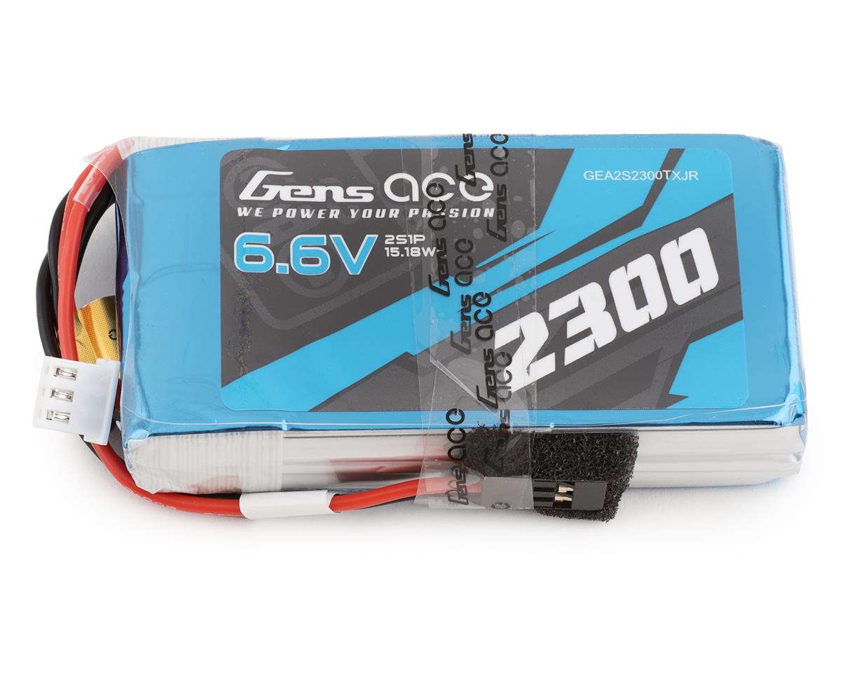 Batería para transmisor Gens Ace GEA2S2300TXJR 2s LiFe (6,6 V/2300 mAh) (Futaba/FrSky) con conector JR