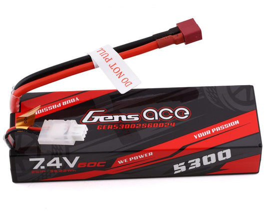 Gens Ace GEA53002S60D24 2s LiPo Battery 60C (7.4V/5300mAh) w/T-Style Connector