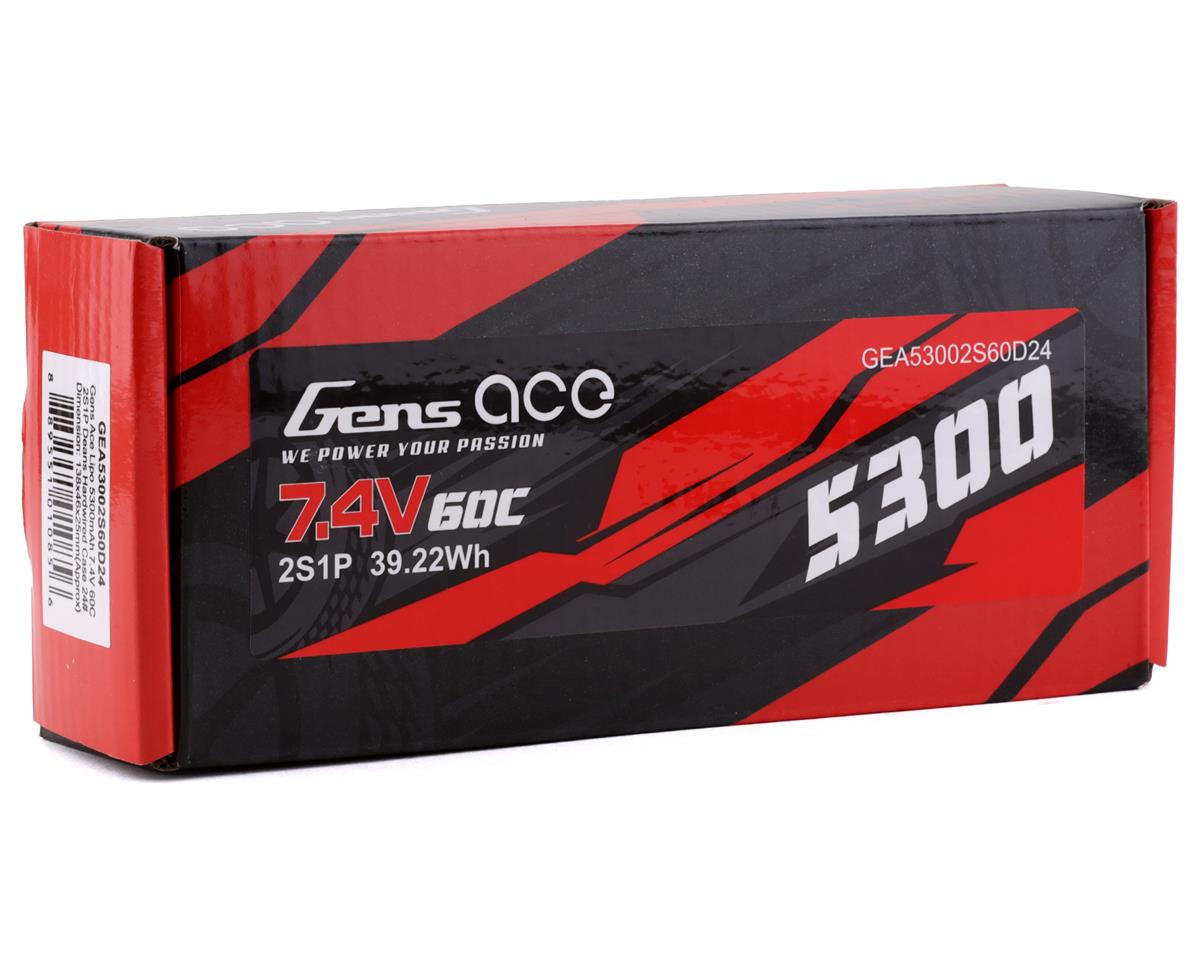 Gens Ace GEA53002S60D24 Batería LiPo 2s 60C (7.4V/5300mAh) con conector estilo T