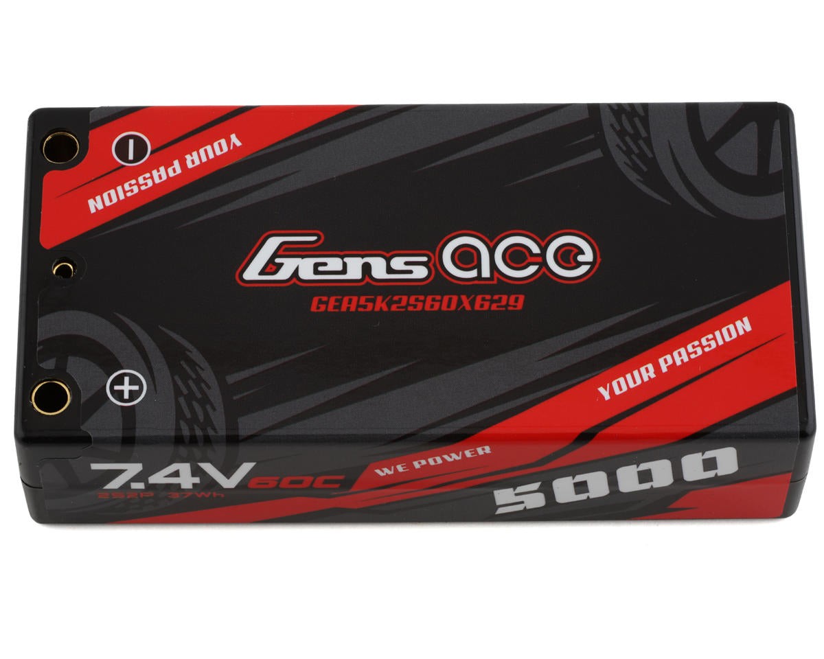 Gens Ace GEA5K2S60X629 2S LiPo Battery 60C (7.4V/5000mAh) w/4mm Bullets