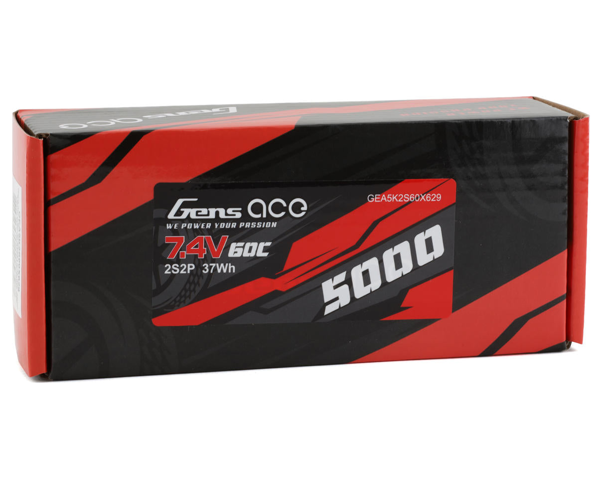 Gens Ace GEA5K2S60X629 2S LiPo Battery 60C (7.4V/5000mAh) w/4mm Bullets