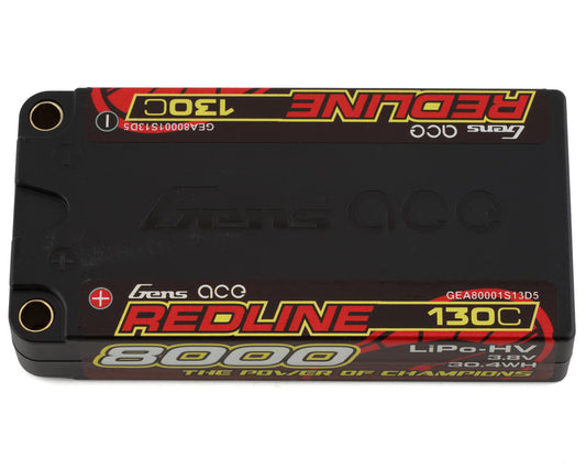 Gens Ace Redline 1S LiHV LiPo LCG Battery 130C (3.8V/8000mAh) w/5mm Bullets