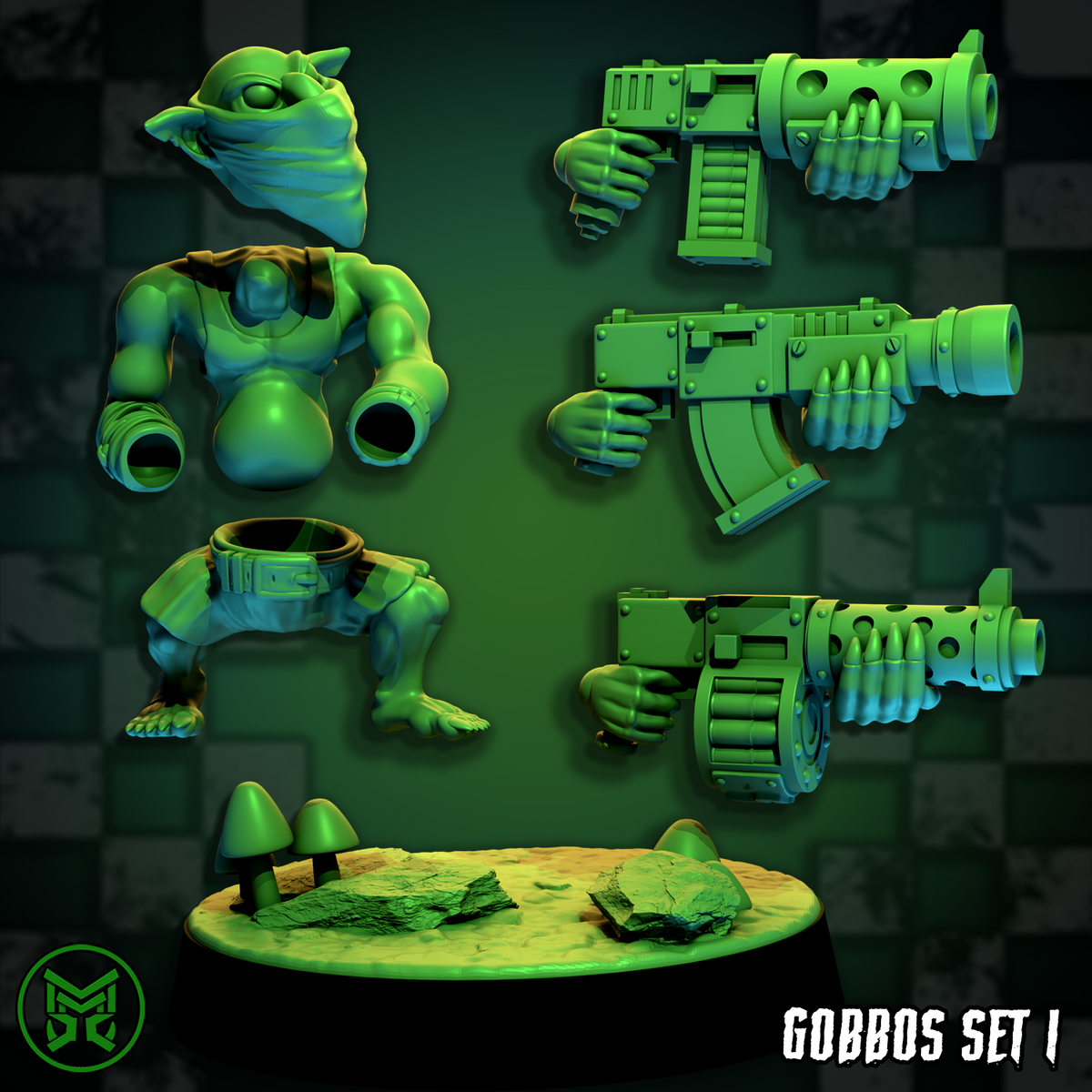 3d Printed Gobbo Crew Modular Set by Mekka Miniatures