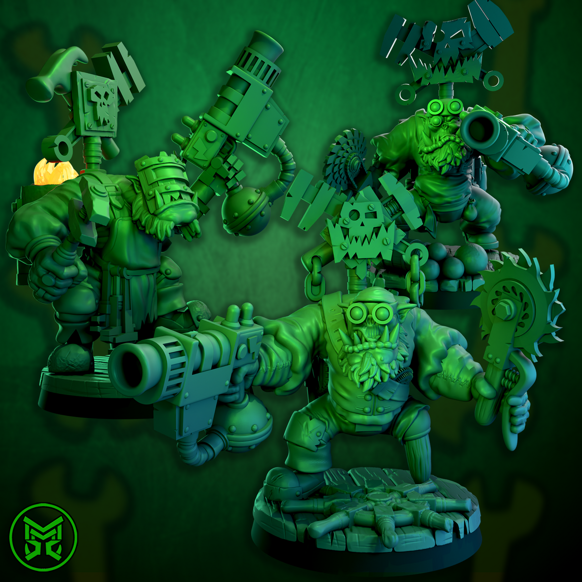 3d Printed Pirate Ork Mekaniks by Mekka Miniatures