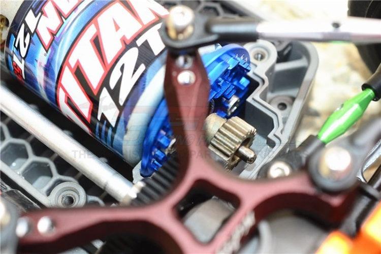 Gpm GT018-B Aluminum Motor Mount Plate Blue W/Heat Sink Fins Traxxas Ford GT4 Tec