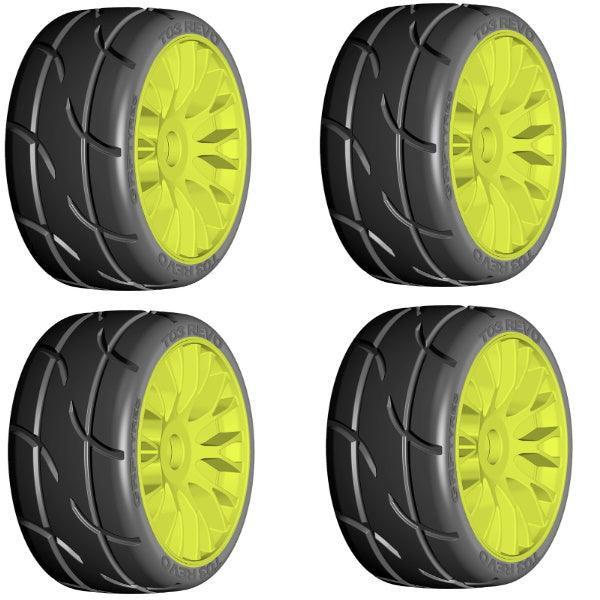 GRP GTY03-XM2 1/8 GT T03 REVO XM2 SuperSoft Mounted Tires (4) Yellow