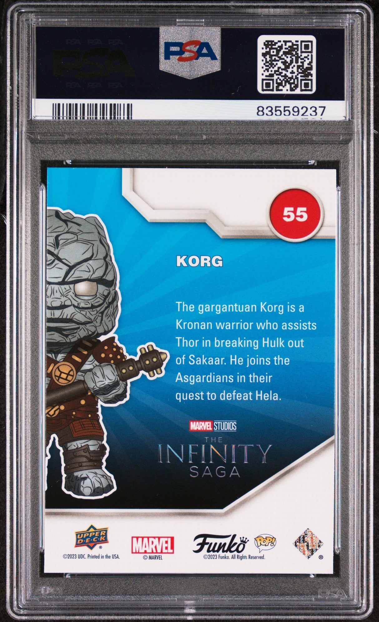 2023 UPPER DECK FUNKO POP MARVEL KORG PLATINUM #55 PSA 10