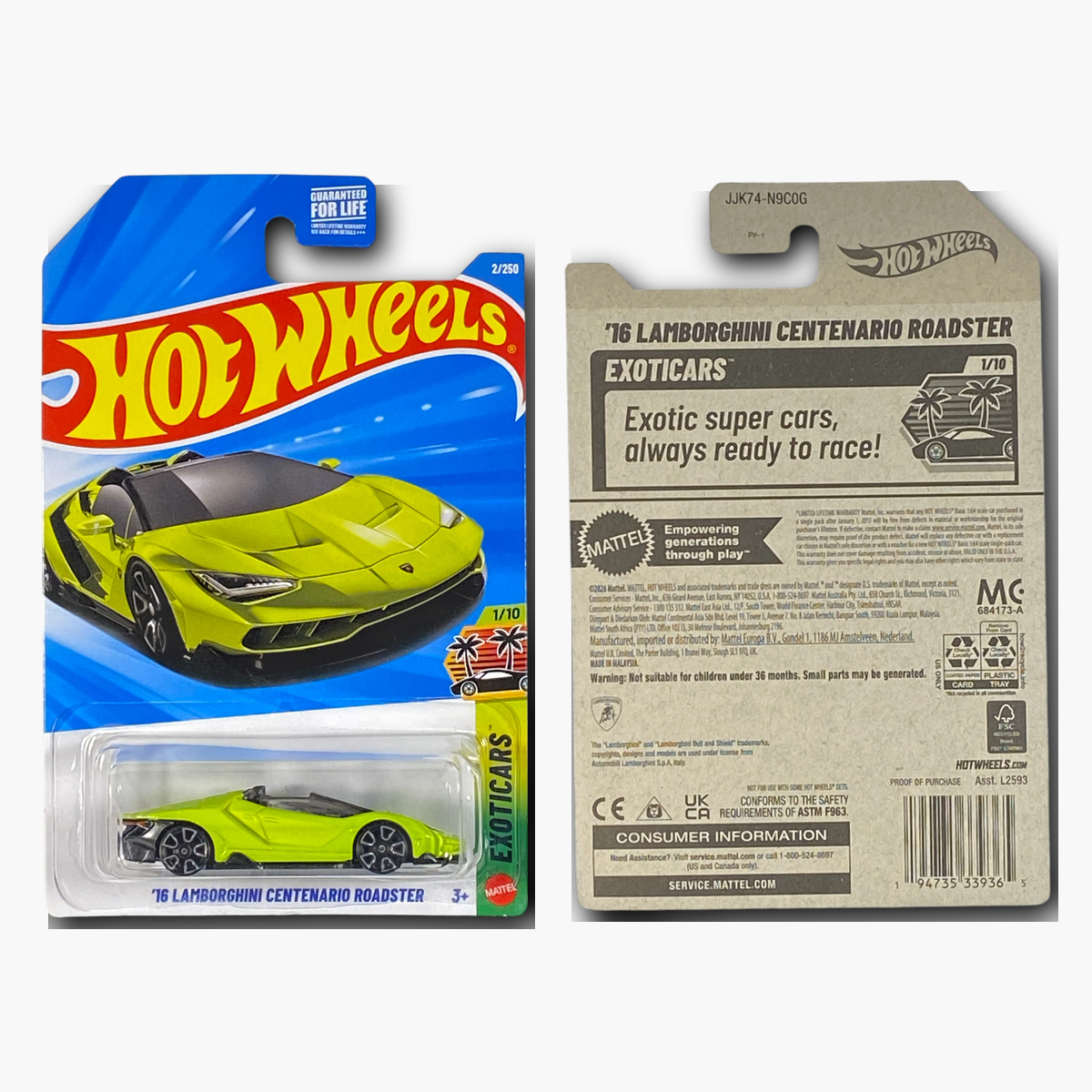Hot Wheels '16 Lamborghini Centenario Roadster | Exoticars Series 1/10