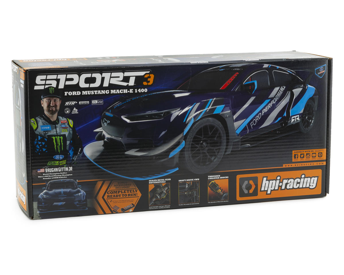 HPI 160530 Sport 3 Ford Mustang Mach-E 1400 1/10 RTR 4WD Brushed Touring Car (Blue) w/2.4GHz Transmitter, Battery & Charger
