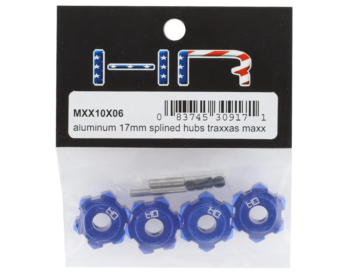 Hot Racing HRAMXX10X06 Aluminum 17mm Splined Hubs for Traxxas Maxx (Blue)
