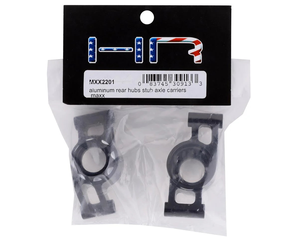 Hot Racing HRAMXX2201 Aluminum Rear Hubs Stub Axle Carriers for Traxxas Maxx (Black) (2)